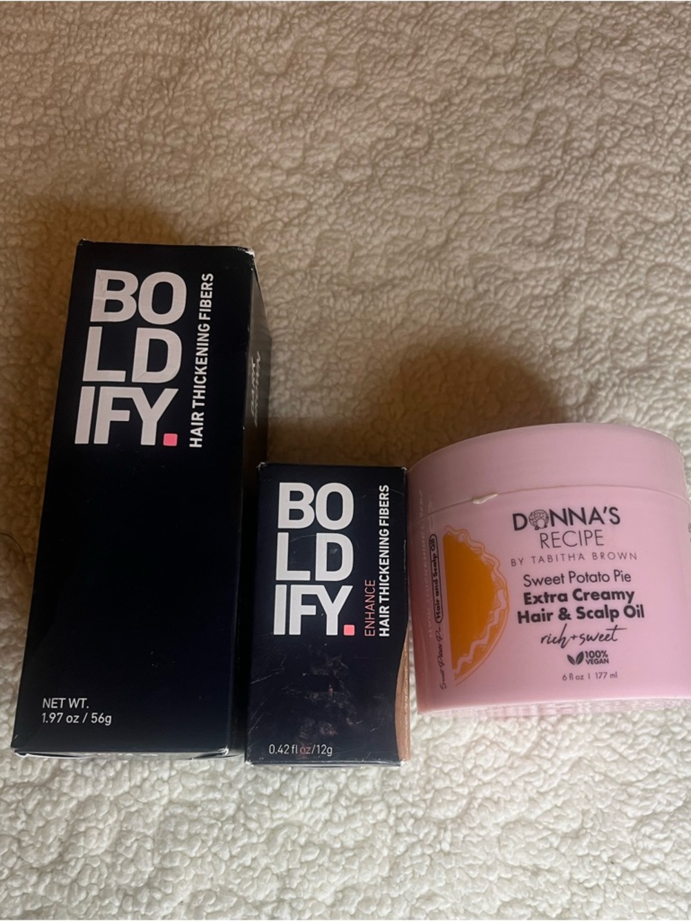 Boldify Hair Thickening Fibers Lot + Donna’s Recipe Hair Scalp Oil Bundle